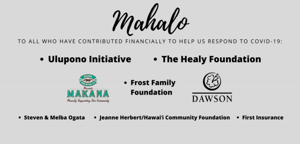 Mahalo to our COVID-19 financial supporters